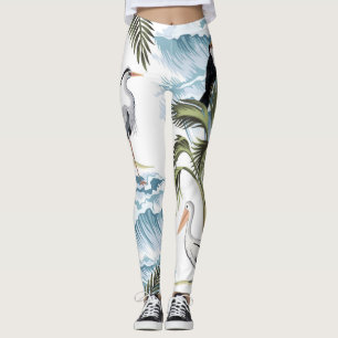 Legging Vintage havaiana, padrão floral de verão.
