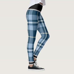 Legging Vintage Holiday Christmas Blue White Xadrez