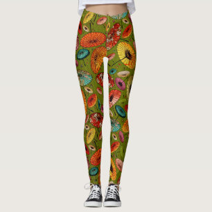 Legging Vintage - Impressão de papel tradicional japonês