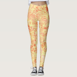 Legging Vintage Look Flower Boom in Light Yellow Texture