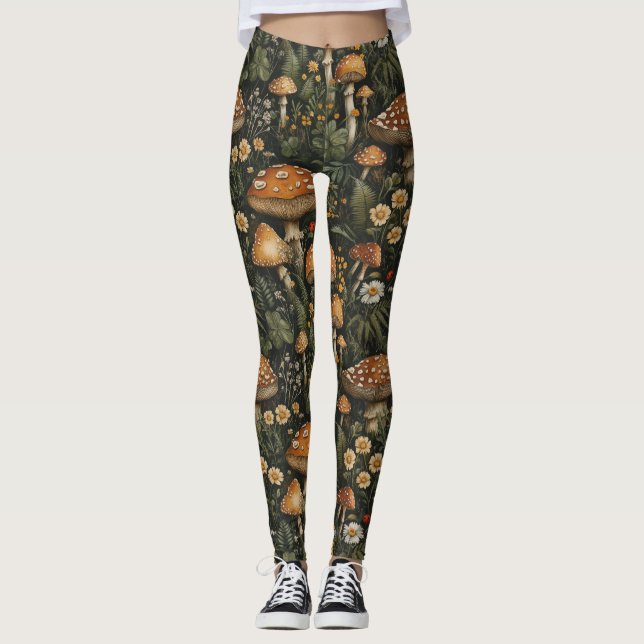 Legging Vintage Mushroom Garden Sem Olhos Padrão (Frente)