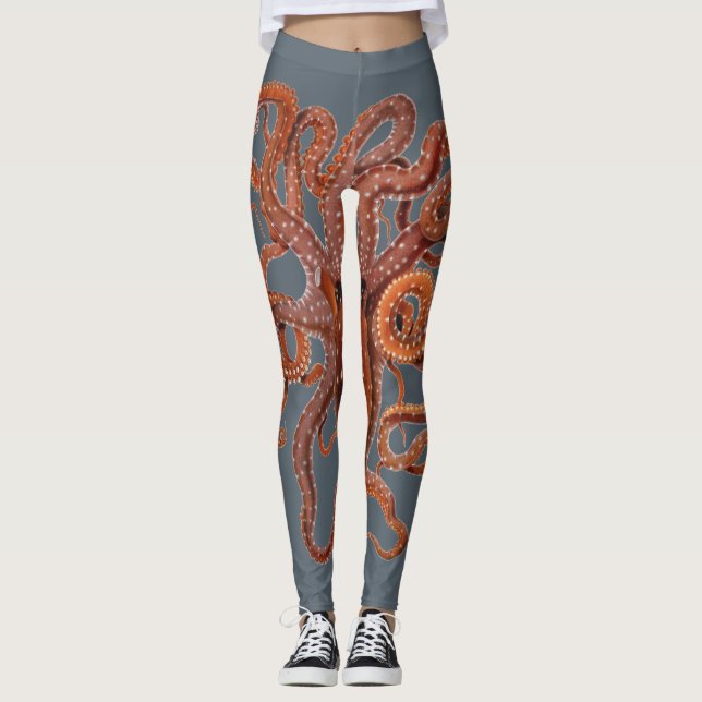 Legging Vintage Octopus Macropus, Animais Aquáticos Marinh (Frente)