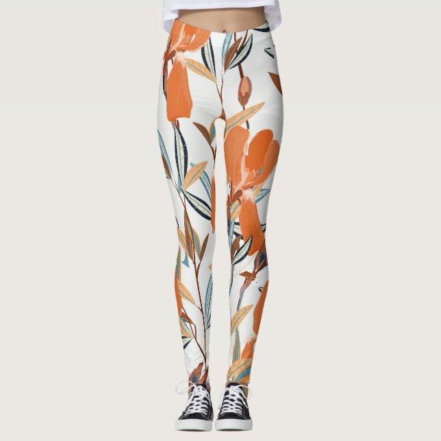 Legging Vintage Orange Iris Floral (Frente)