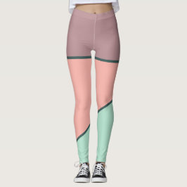 Legging vintage Pastel mauve verde rosa bloco colorido