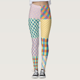 Legging Vintage Patchwork: Textile Seamless Background (Co