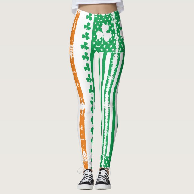 Legging Vintage Patrick Green Irish Flag Clover Shamrock (Frente)