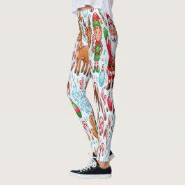 Legging Vintage Retro Red Candy Cane Wonderland Christmas
