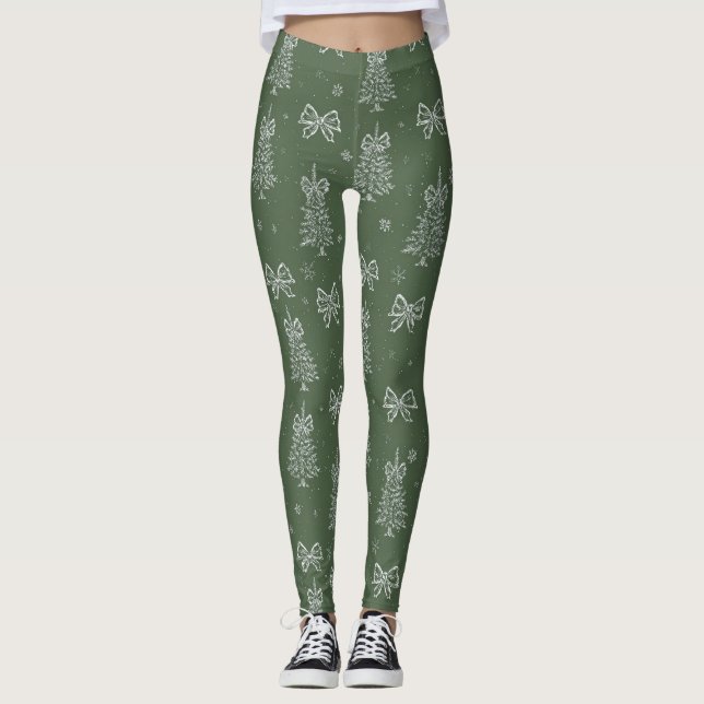 Legging Vintage Sage Green Winter Toile Christmas (4) (Frente)