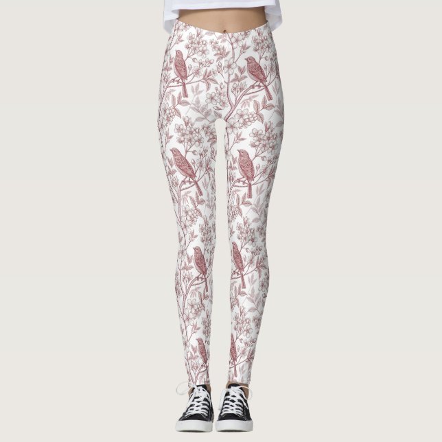 Legging Vintage Sakura Cherry Blossom & Bird Aestética 1 (Frente)