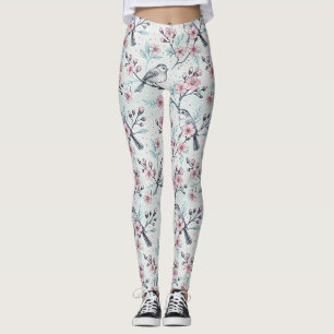 Legging Vintage Sakura Cherry Blossom & Bird Aestética 4
