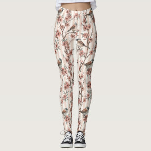 Legging Vintage Sakura Cherry Blossom & Bird Aestética 6