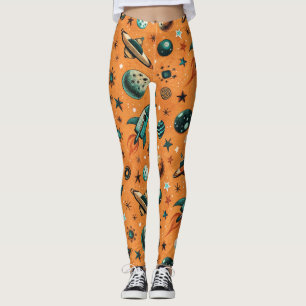Legging Vintage Spacecraft Rocket ships Pattern - Cosmos(1