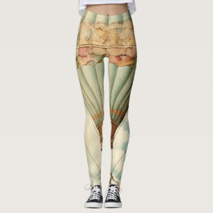 Legging Vintage Steampunk Blue Hot Air Balloon
