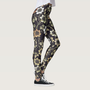 Legging Vintage Texturizado Anemone Floral Fundo  
