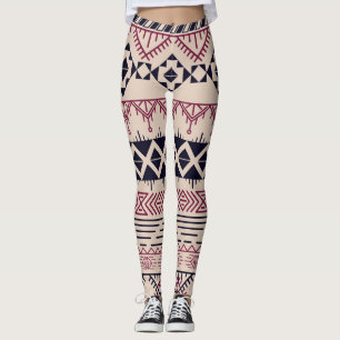 Legging Vintage tribal asteca, padrão étnico.
