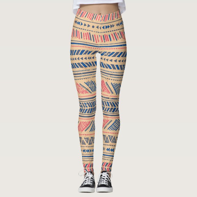 Legging Vintage tribal étnico: padrão perfeito. (Frente)