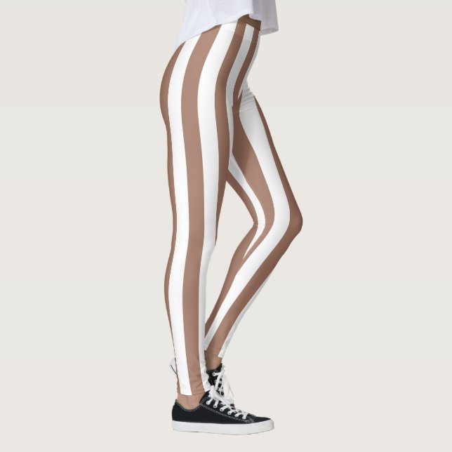 Legging Vintage Vertical Stripes Mocha Mousse White (Direita)
