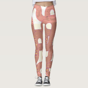 Legging Vintage Vibrante: Linhas Coloridas Abstrato