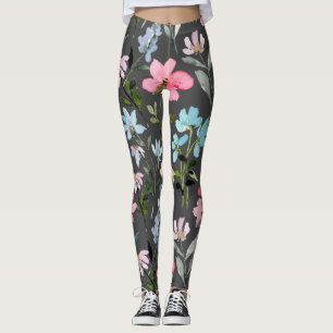 Legging Vintagem Colorida do Flor de Água