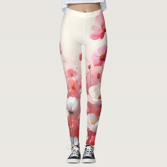 Legging Vintagem Estética De Prado Da Flor (Frente)