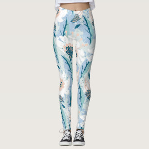 Legging Vintagem Floral Pintada À Mão Negra