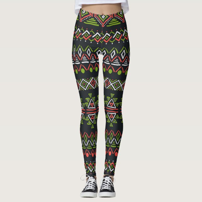 Legging Vintagem geométrica: conjunto de padrões sem costu (Frente)
