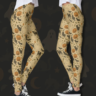 Legging Vintumn Ghosts & Black Cats Halloween