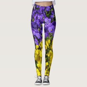 Legging Violas roxas e amarelas coloridas