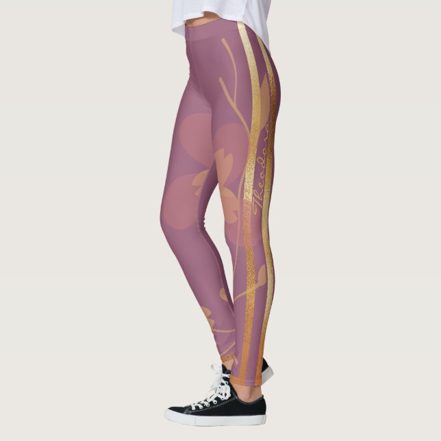 Legging Violet Floral abstrato Dourado (Esquerda)
