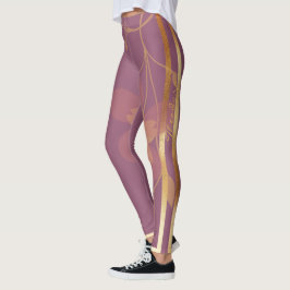Legging Violet Floral abstrato Dourado