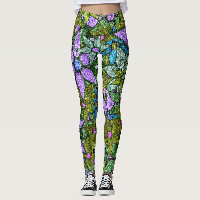 Legging Violet Mint Green Floral (Frente)