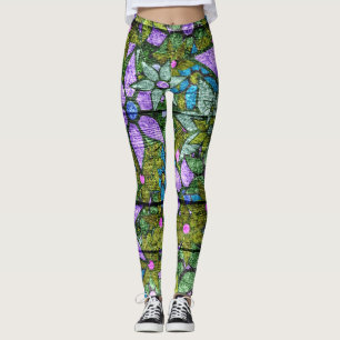 Legging Violet Mint Green Floral #2