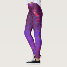 Legging Violeta gótica a couro aumentado vermelho manchado