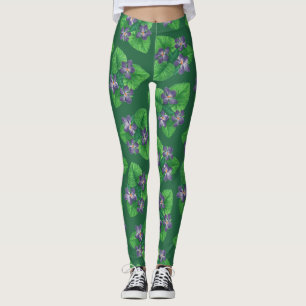 Legging Violetas no verde esmeralda