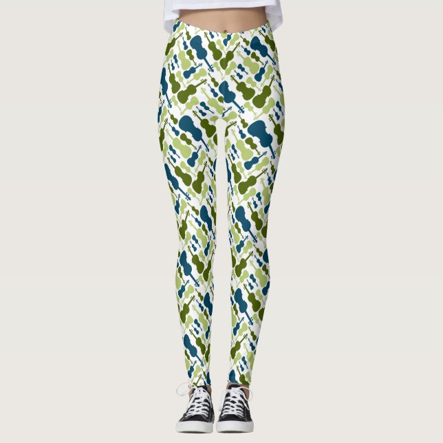 Legging Violinos Azul e Verde (Frente)