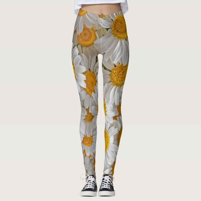 Legging Visitas Brancas: Belo Fundo Floral (Frente)