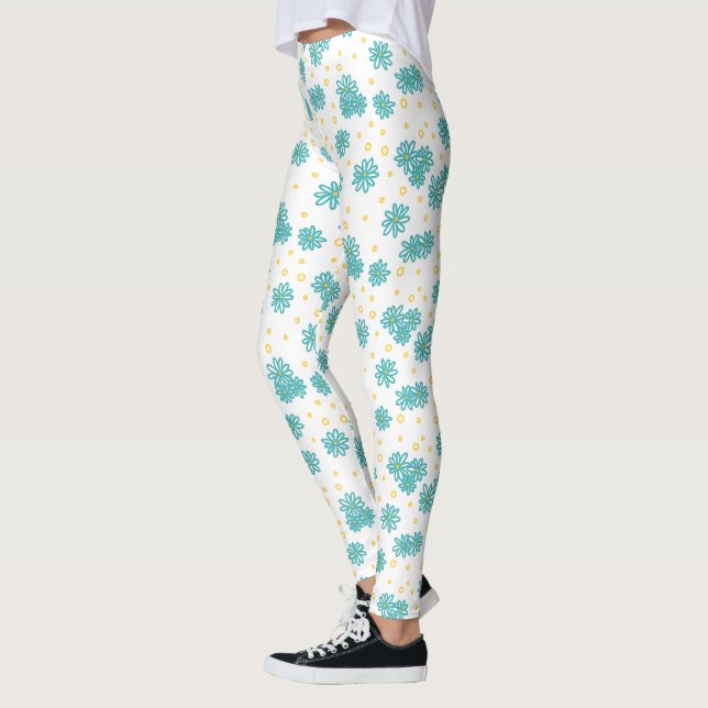 Legging Visitas e Pontos - Turquesa e Amarelo (Esquerda)