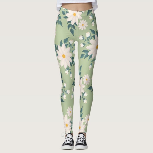 Legging Visitas no Fundo Verde Pastel (Frente)