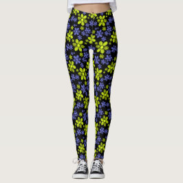 Legging Visitas roxas e amarelas com fundo preto