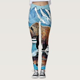 Legging Vista de Montanha do Lago Grizzly