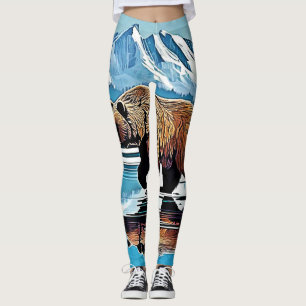 Legging Vista de Montanha do Lago Grizzly