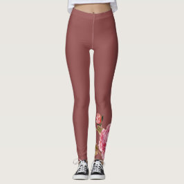 Legging visto ativo cor-de-rosa poeirento floral bonito