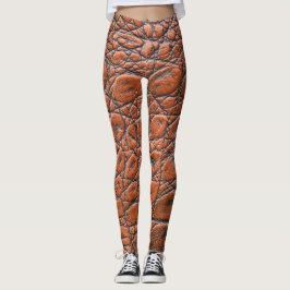 Legging visual de couro de crocodilo falso
