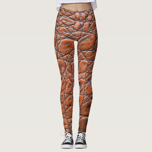 Legging visual de couro de crocodilo falso (Frente)