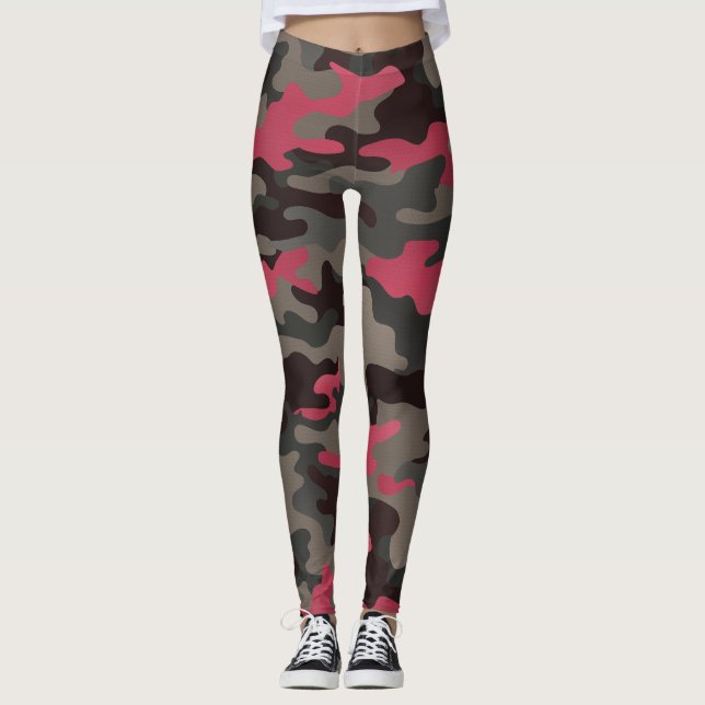 Legging Viva Magenta e Camo Cinza (Frente)