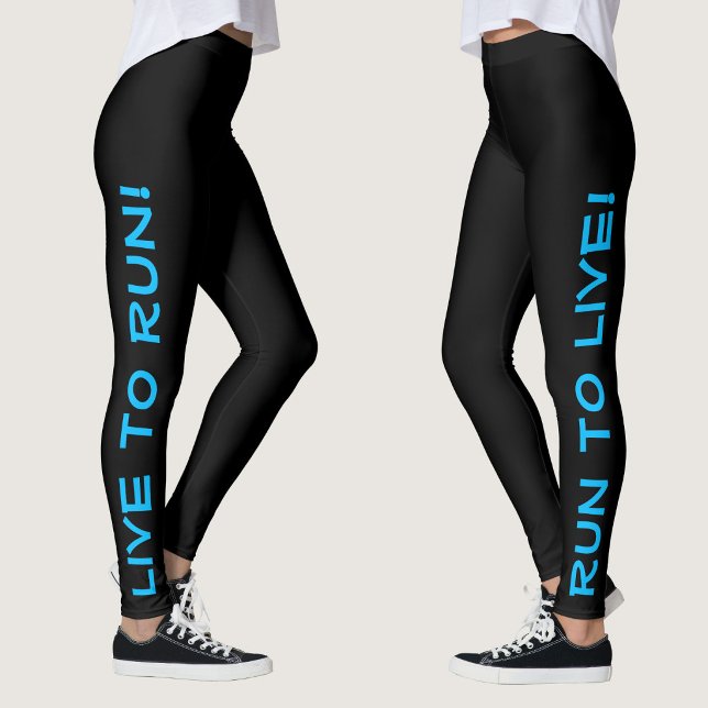 Legging Viva para Correr! Corra para Viver! Black & Blue R (Right Side/Left Side)