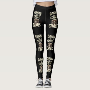 Legging Vivendo à Base de Café e Caos Arte Divertida de Es