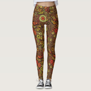 Legging Voa, voa libélula sobre canela marrom