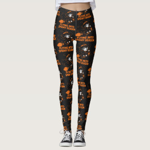 Legging Voando Para a Temporada Assustadora Bruxa Fofa Hal