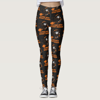Legging Voando Para a Temporada Assustadora Bruxa Fofa Hal